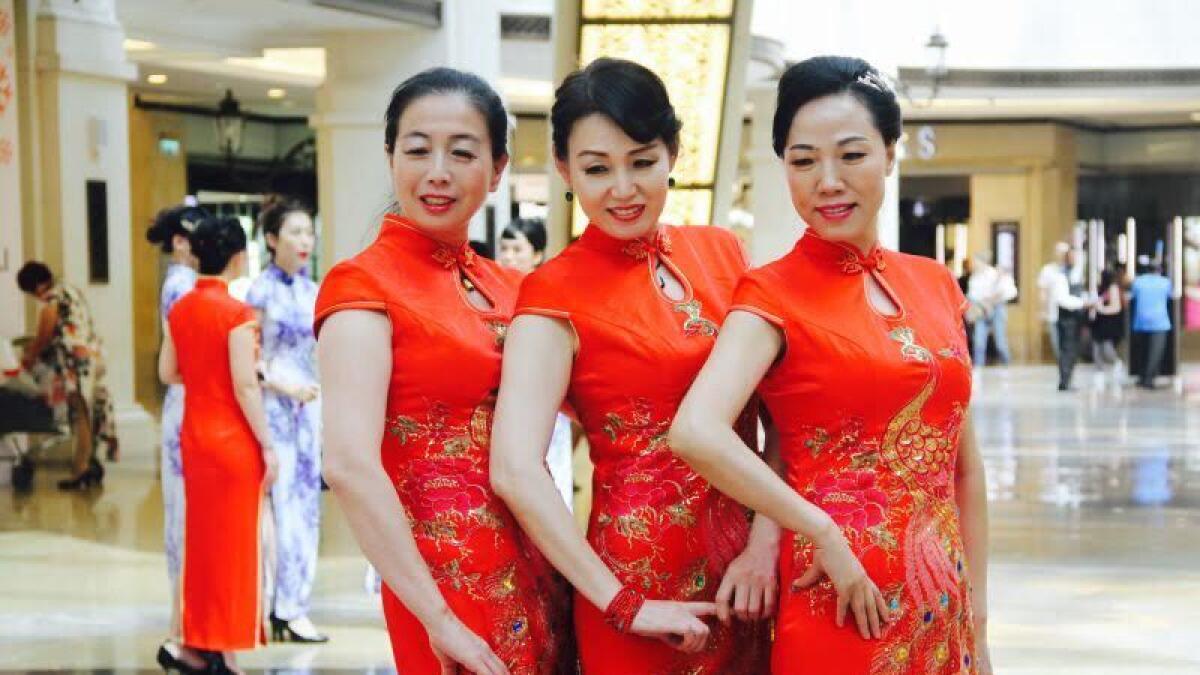 Li with friends in the National Dress. Today is China's 67th National Day