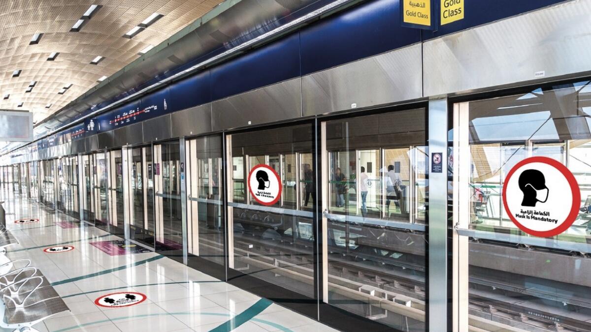 Dubai's metro, public buses and taxi services have been available since April 26.  Dubai Metro is operational from 7am to 11pm Saturday to Thursday, and from 10am to 11pm on Friday. (Image: RTA/Twitter)