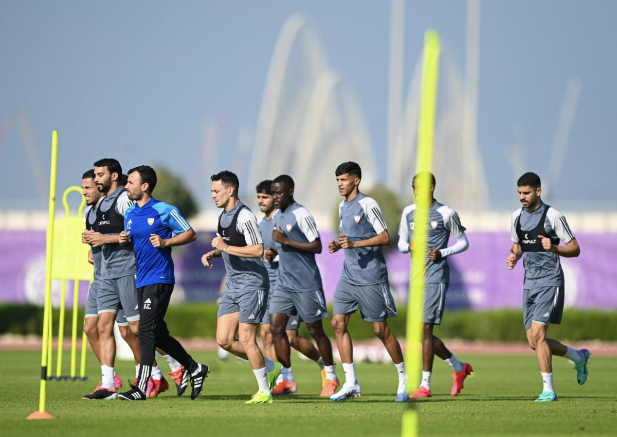The UAE players during a training session ahead of the AFC Asian Cup. — X