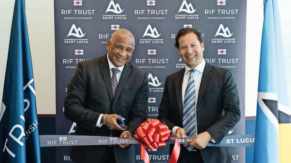 Left to right: Dr. Ernest Hilaire, Deputy Prime Minister of St Lucia and Mimoun Assraoui, RIF Trust’s CEO and Latitude’s Vice Chairman.