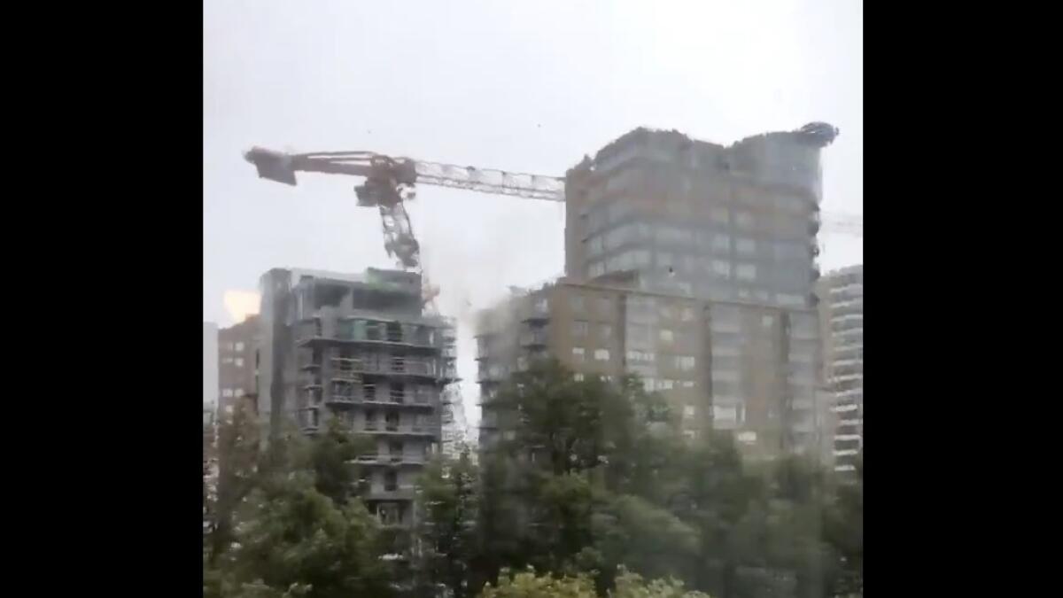 crane collapse, canada, video, massive crane, dorian, hurricane