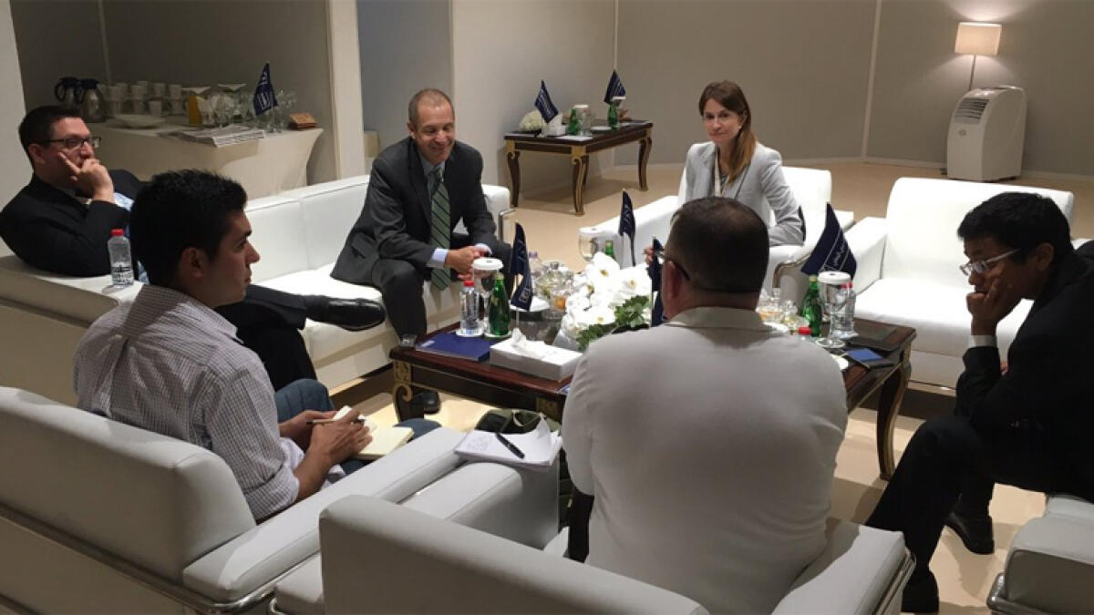 Mark Toner, Deputy Spokesperson for the US Dept of State speaking with UAE journalists at Arab Media Forum.