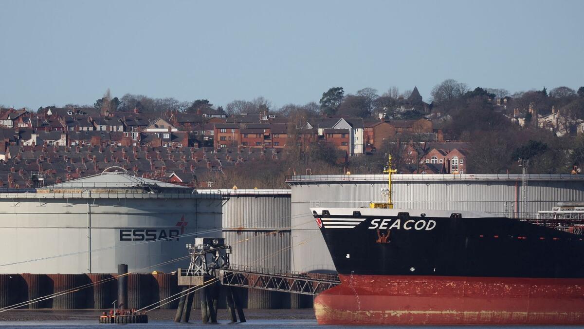 The German flagged tanker 'Seacod' berths at the Tranmere Oil Terminal on the River Mersey near Liverpool, Britain. A European Union embargo on Russian crude and oil products over the next few months could also tighten supplies and drive prices higher. — Reuters