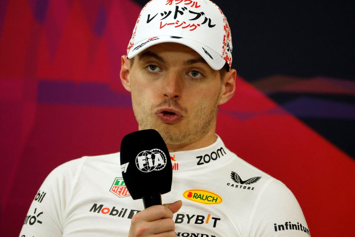 Red Bull's Max Verstappen during the press conference after winning the Japanese Grand Prix. — Reuters