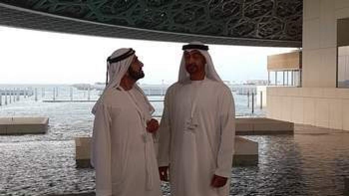 UAE royals visit Louvre Abu Dhabi on Saadiyat Island