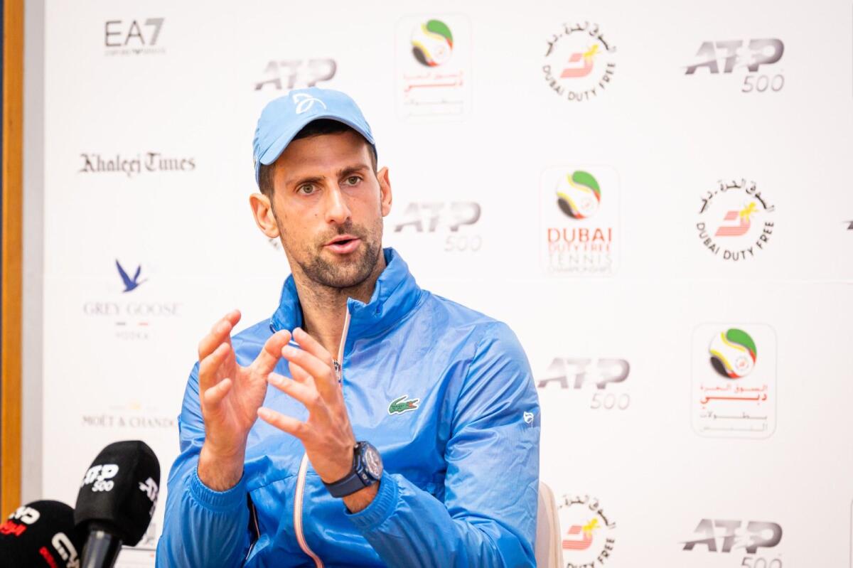 Novak Djokovic during a press conference in Dubai on Sunday. — KT Photo by Neeraj Murali