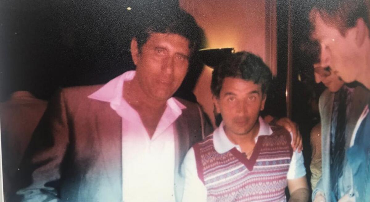 Shyam Bhatia with Sunil Gavaskar during the 1983 World Cup in England. — Supplied photo
