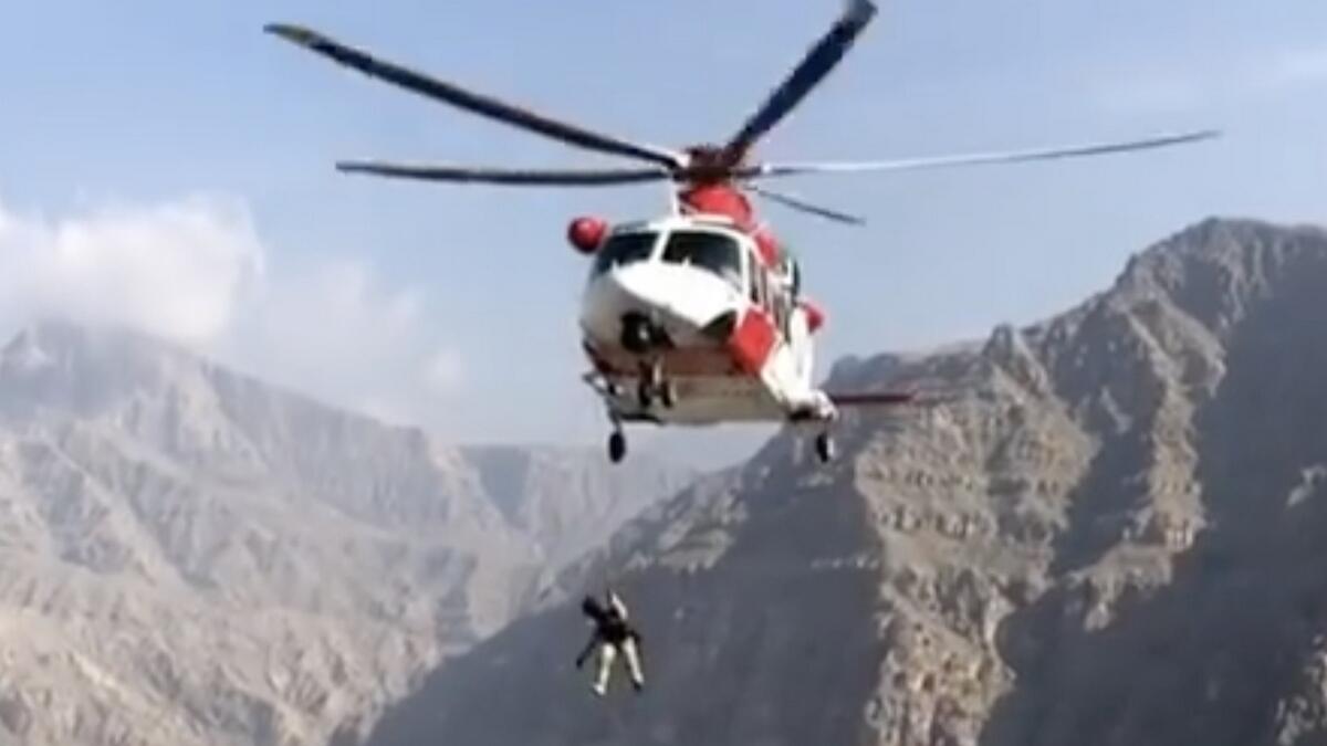 hurt, british, man, hiking, uae, mountain, helicopter, save, nsrc, airlifted, uae mountain
