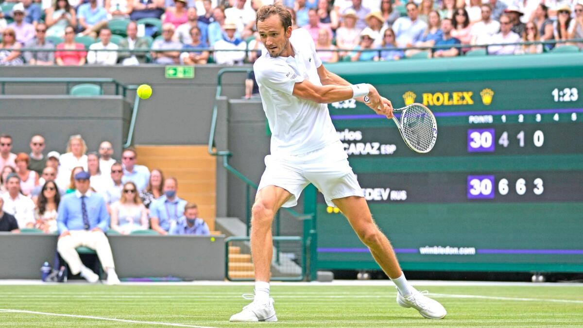 Russia's world number two Daniil Medvedev will not be allowed to play at Wimbledon this year. (AP)