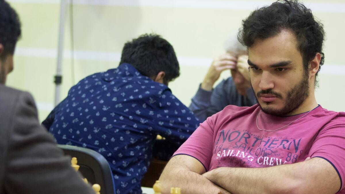 Third seed Amin Tabatabaei of Iran at the Dubai Open Chess tournament on Saturday. (supplied photo)