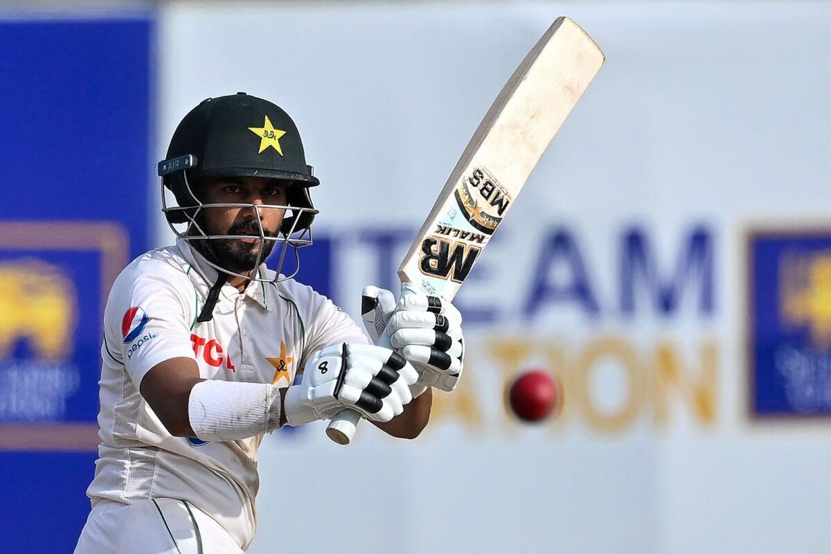 Pakistan's Saud Shakeel plays a shot during the second day of the first Test. — AFP