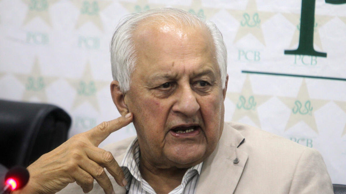 PCB Chairman Shaharyar Khan speaks during a Press conference in Lahore on Tuesday. 