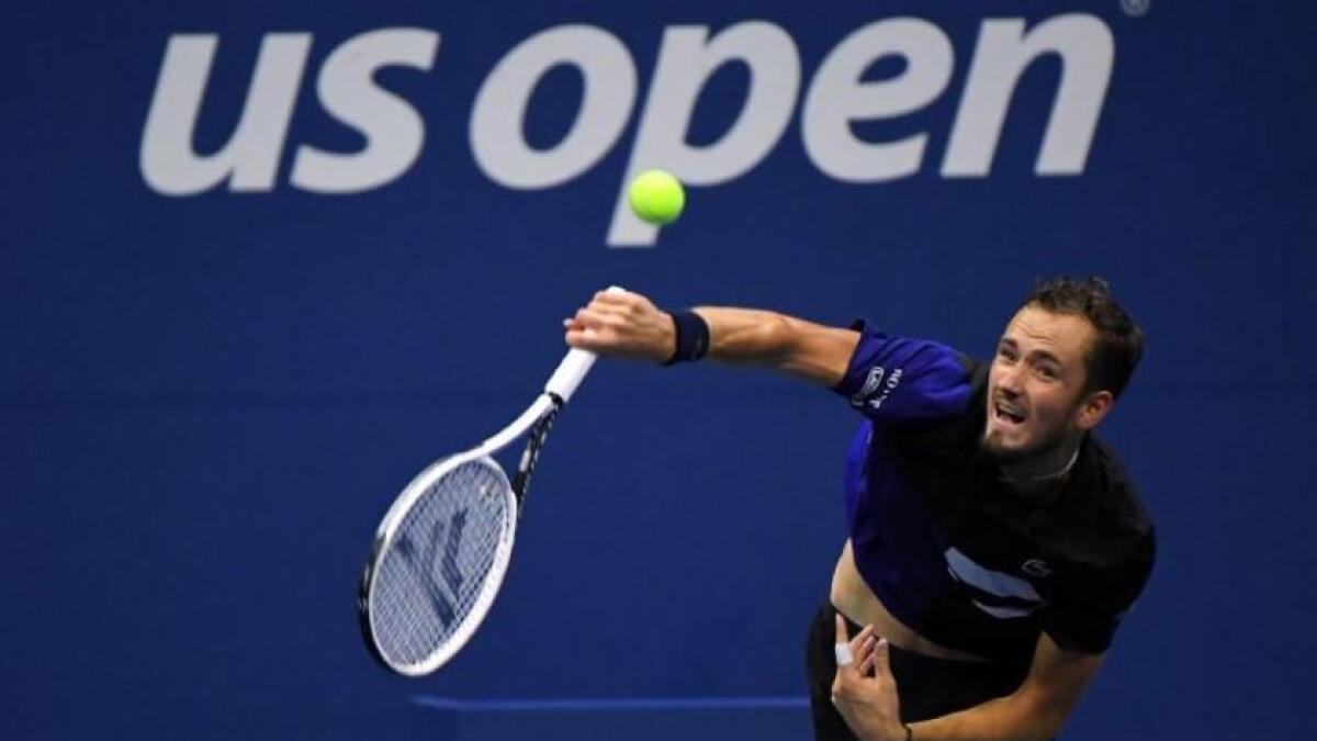 Daniil Medvedev of Russia hits the ball against Federico Delbonis of Argentina. (Reuters)