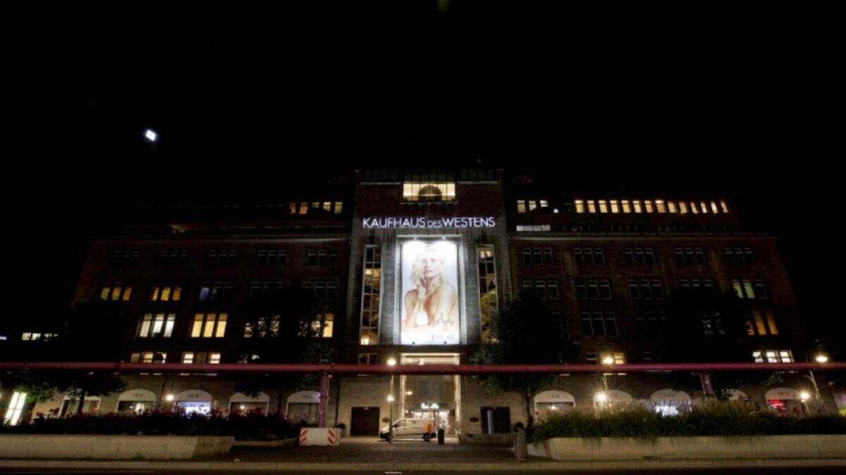 Department store Kaufhaus des Westens, 'KaDeWe', is pictured after reducing storefront illumination to save energy. — Reuters