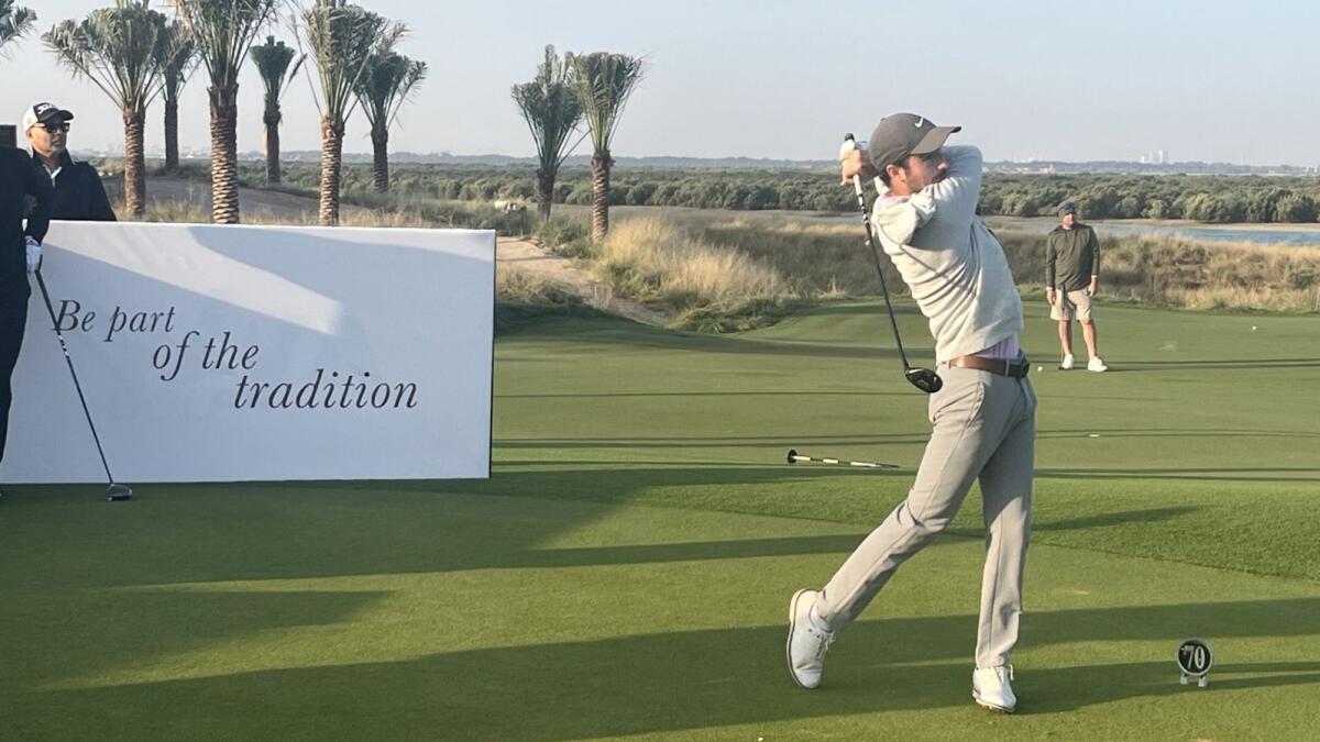 Dan Byrne (The Els Club) teeing off tee one in the first round of the Yas Links Abu Dhabi Men's Open. - Supplied photo