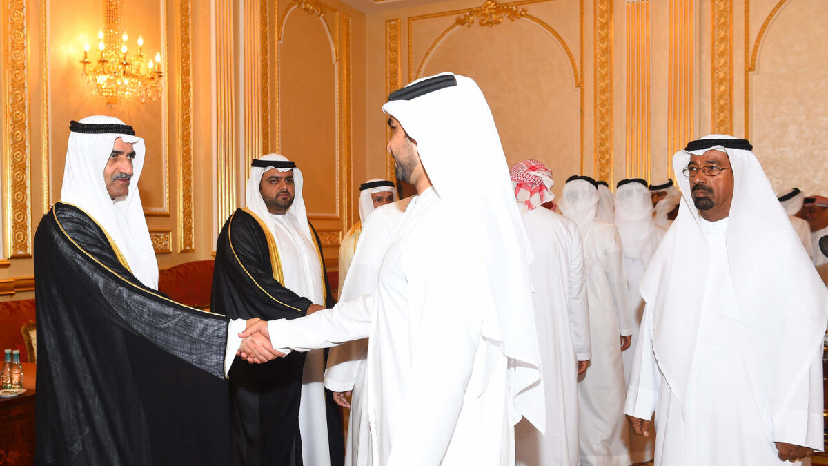 Shaikh Hamad bin Mohammed receives residents at Al Remailah Palace, Fujairah.