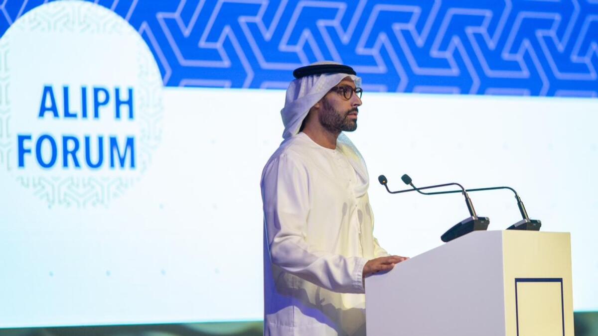 Mohamed Khalifa Al Mubarak speaks at the Forum on Protecting Heritage Sites in Conflict Areas in Abu Dhabi on Monday. — Supplied photo