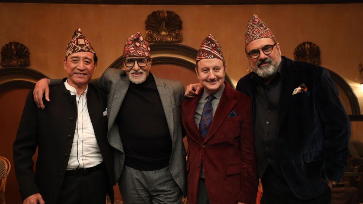 Danny Denzongpa with Amitabh Bachchan, Anupam Kher and Boman Irani