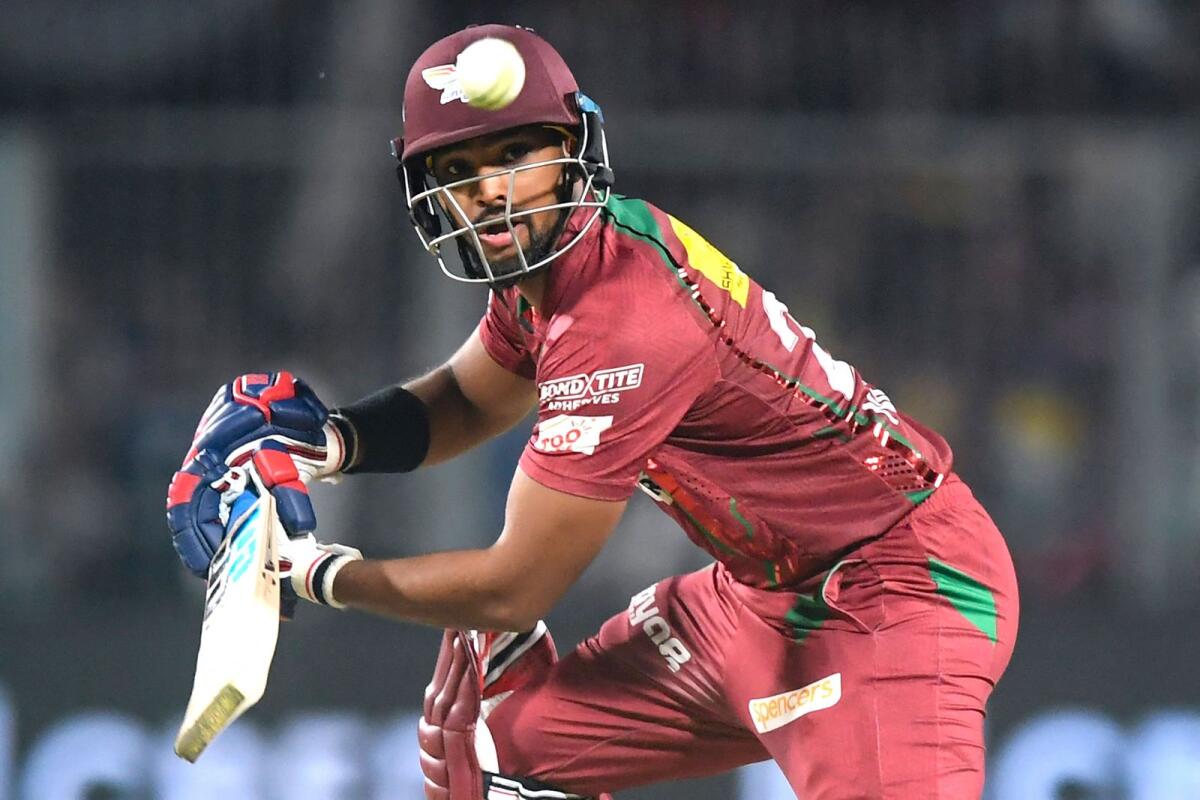 Lucknow Super Giants' Nicholas Pooran plays a shot during the Indian Premier League match against the Kolkata Knight Riders. — AFP
