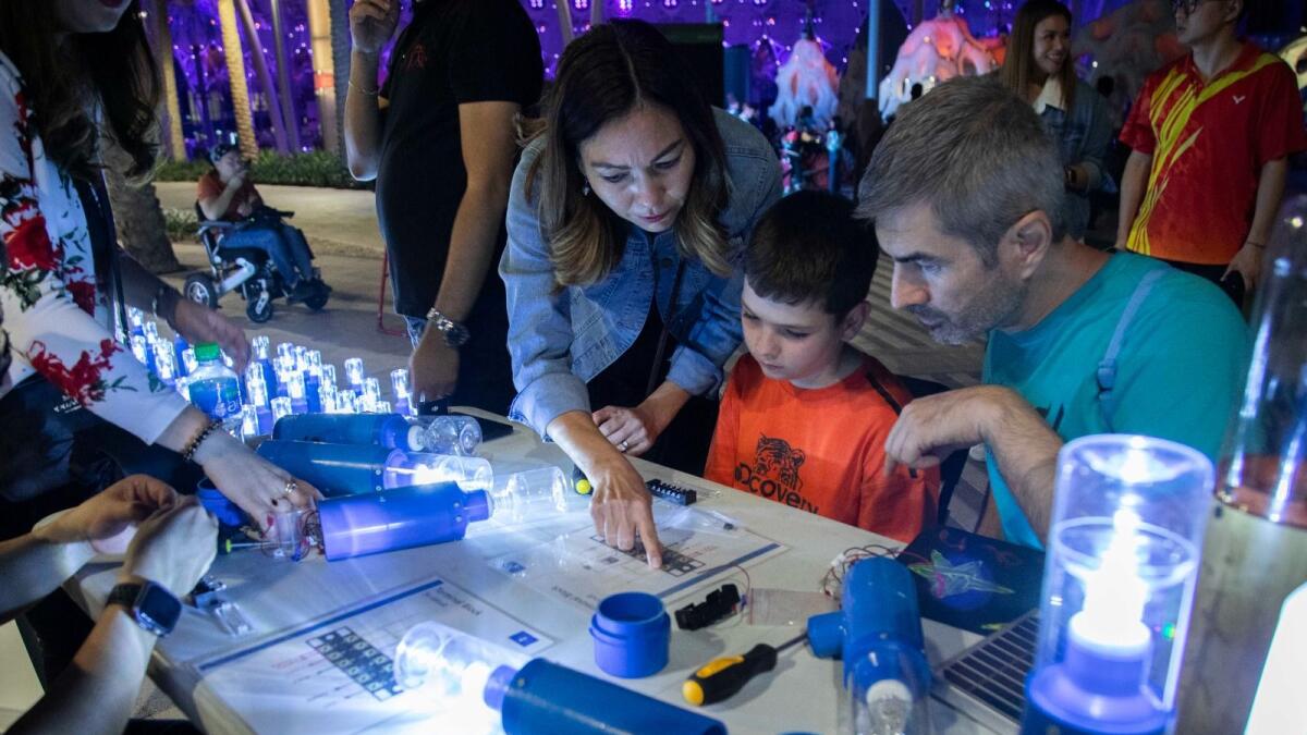 Residents can learn about the Liter of Light movement by visiting the Dhai Dubai Light Art Festival.