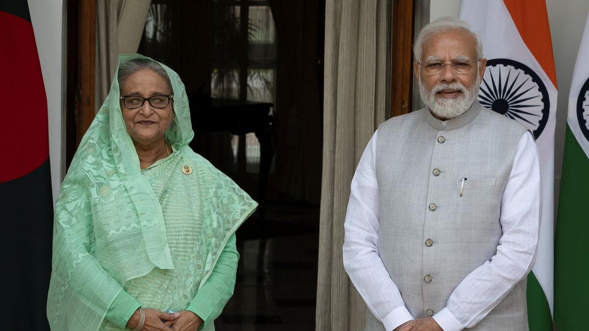 Bangladesh's Prime Minister Sheikh Hasina and her Indian counterpart Narendra Modi. Photo: Reuters