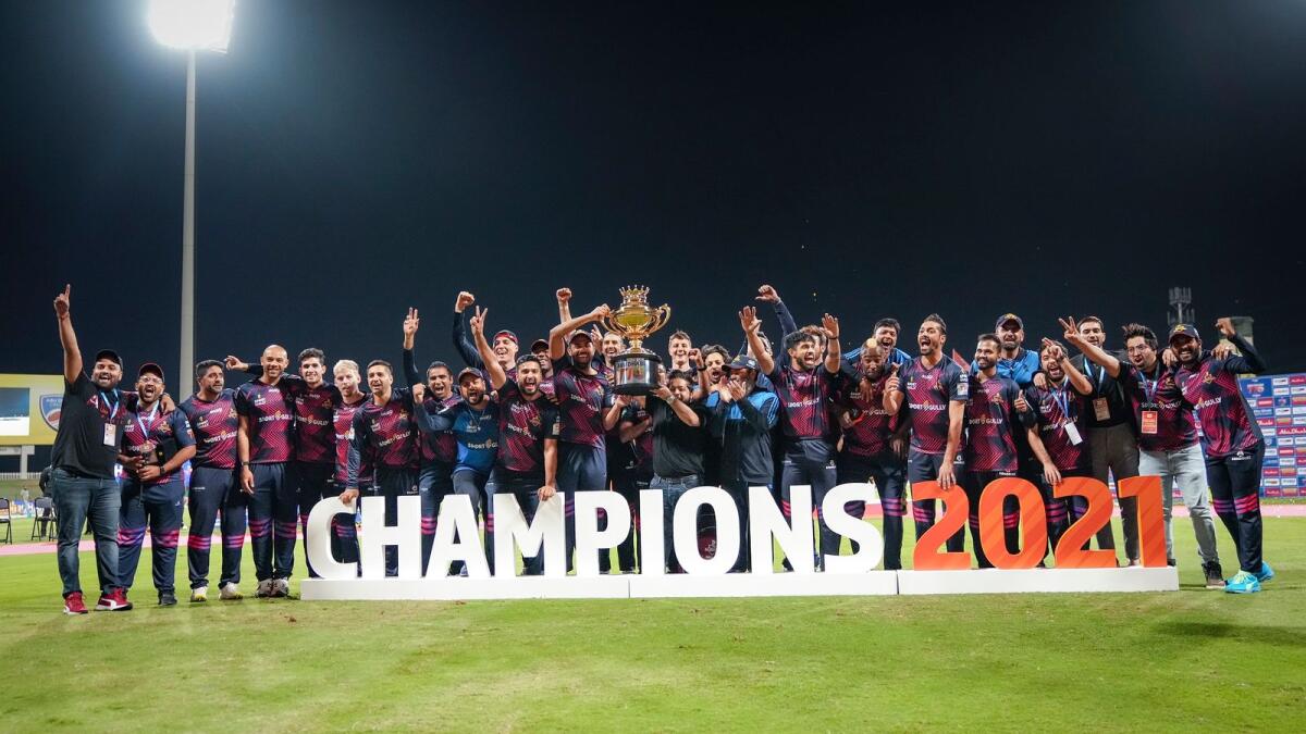 Deccan Gladiators players celebrate after winning the Abu Dhabi T10 League. — Abu Dhabi T10