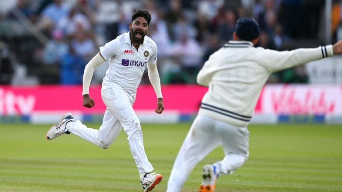 Mohammed Siraj celebrates a wicket against England. (Twitter)