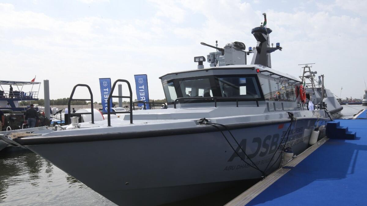 First UAE-designed fast patrol boat on display at Naval Defense Exhibition. KT photo: Ryan Lim