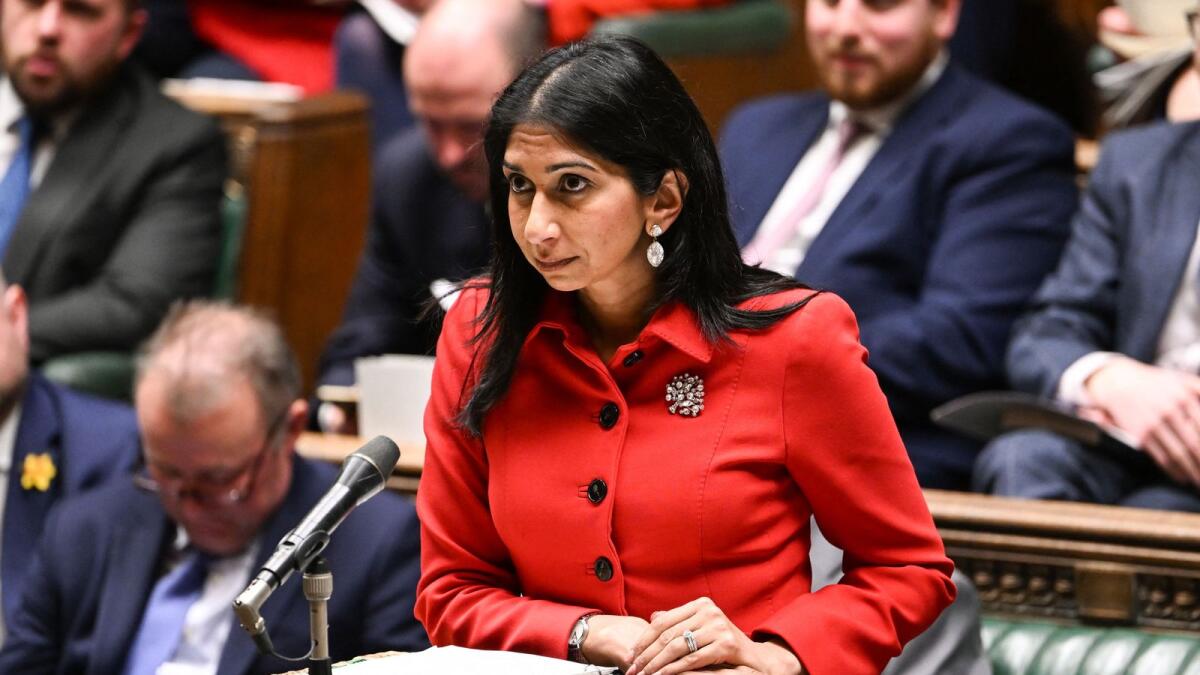 Britain’s Home Secretary Suella Braverman giving a statement on the Illegal Migration Bill in the House of Commons in London. — AFP