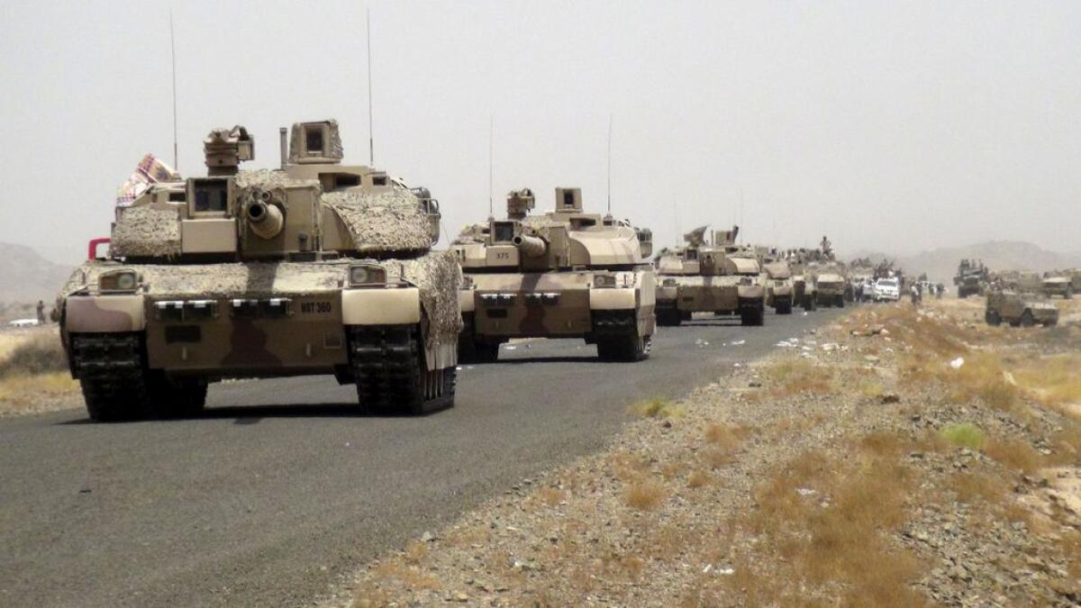 Tanks of fighters loyal to Yemens President  are seen on a road leading to the al-Anad military and air base in the countrys southern province of Lahej August 3.