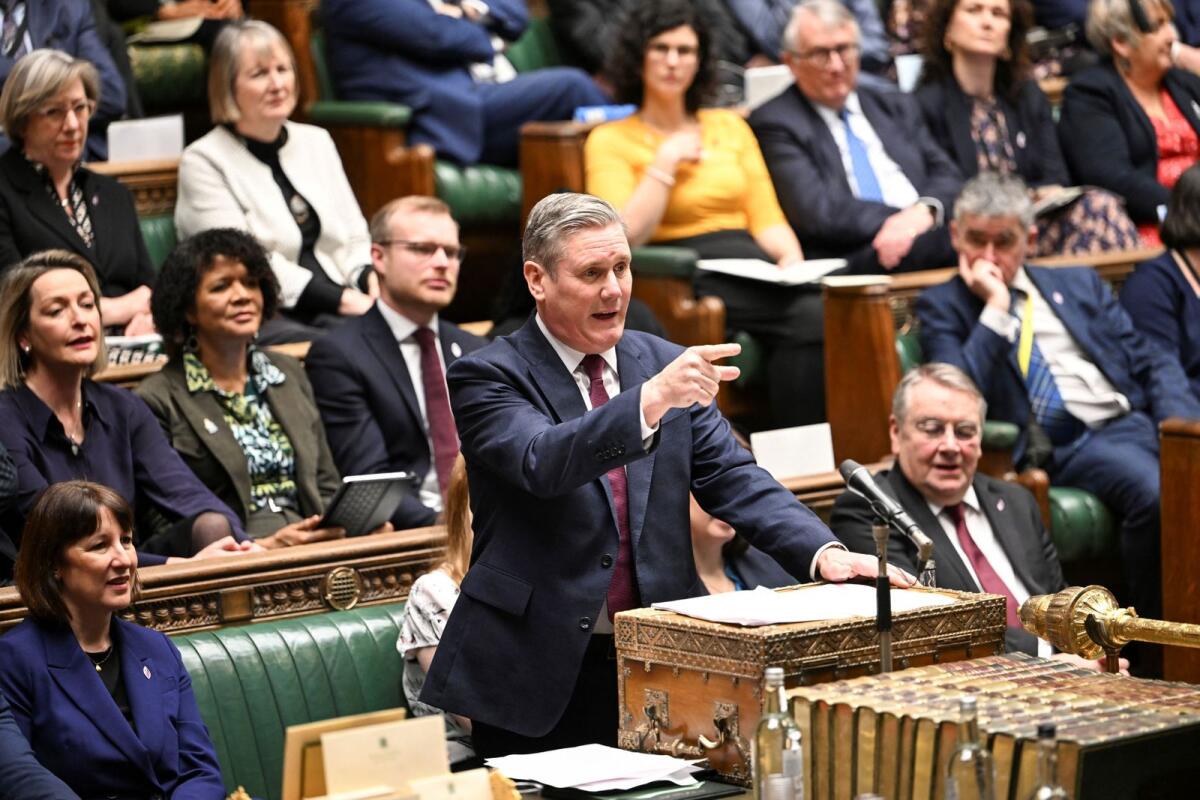 Keir Starmer, leader of Britain's Labour Party, speaks during Prime Minister's Questions, at the House of Commons in London, Britain, on January 24, 2024.  — Reuters file