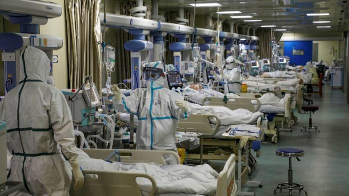 Covid-19 patients in the intensive care unit of a Wuhan hospital after the virus outbreak in the Chinese city in February 2020.
