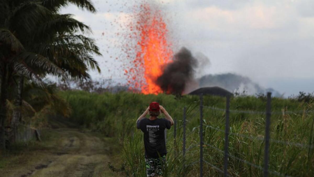 Flying molten lava from Hawaii volcano injures man