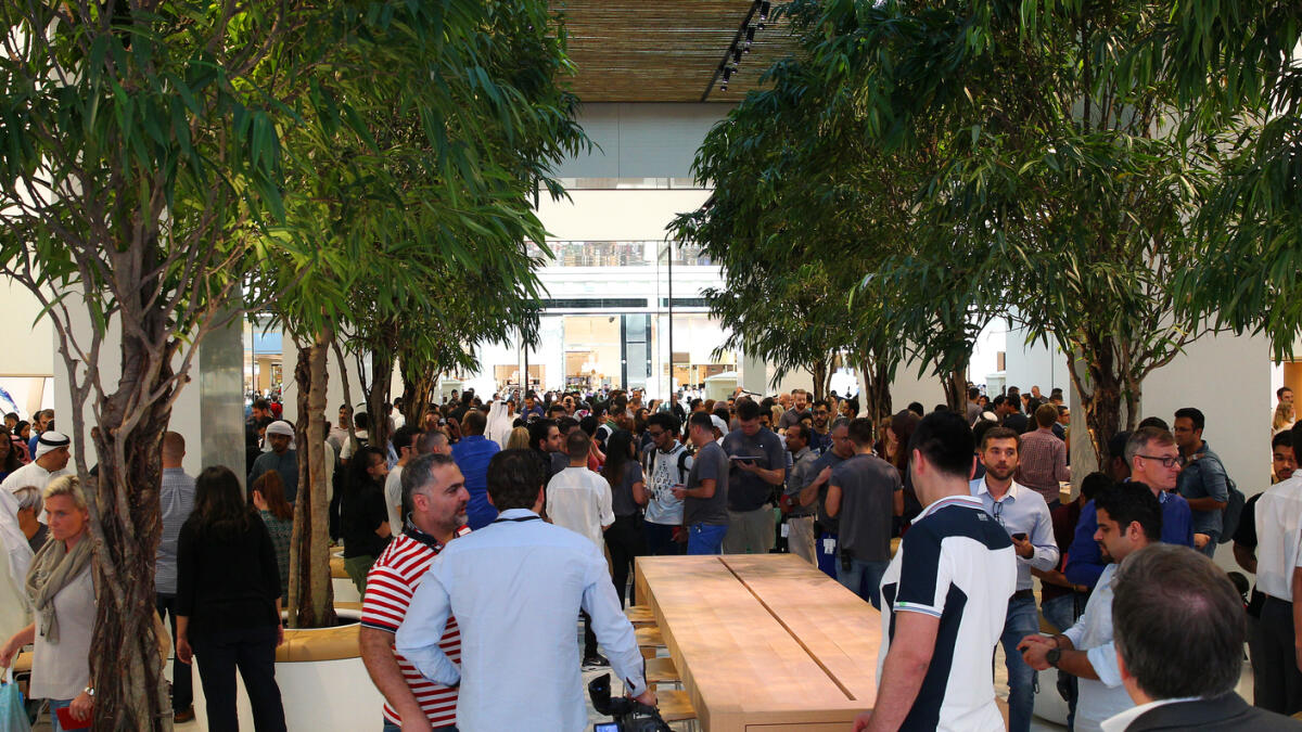 Fans thronged Dubai's Mall of the Emirates today as Apple opened their first store in UAE. (Photos: Juidin Bernarrd)
