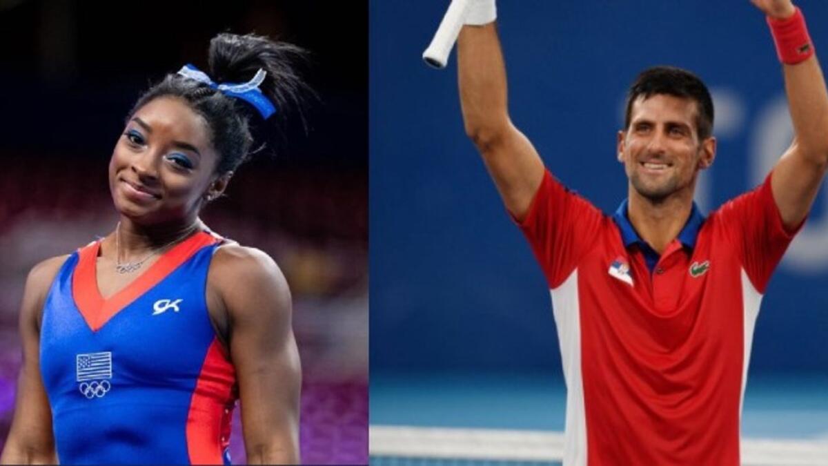 Simone Biles and Novak Djokovic. (Twitter)