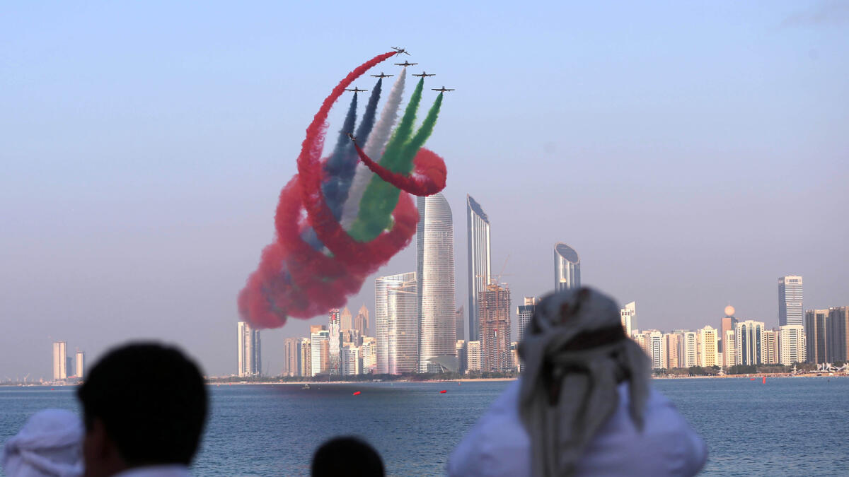 Abu Dhabi skies light up with UAE national colours