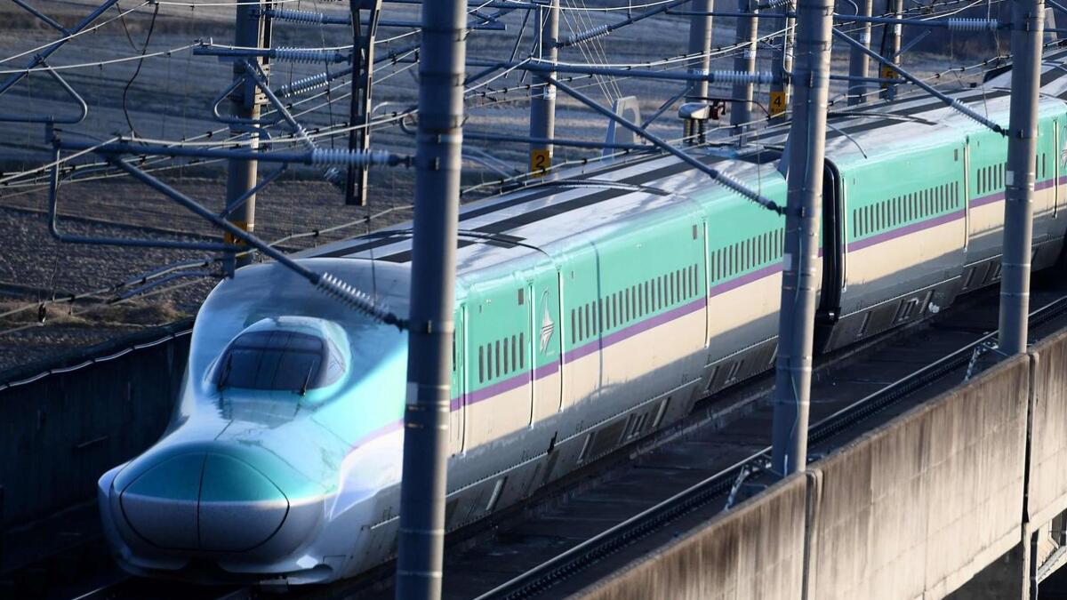 A Shinkansen bullet train in Shiroishi, Japan. - AFP