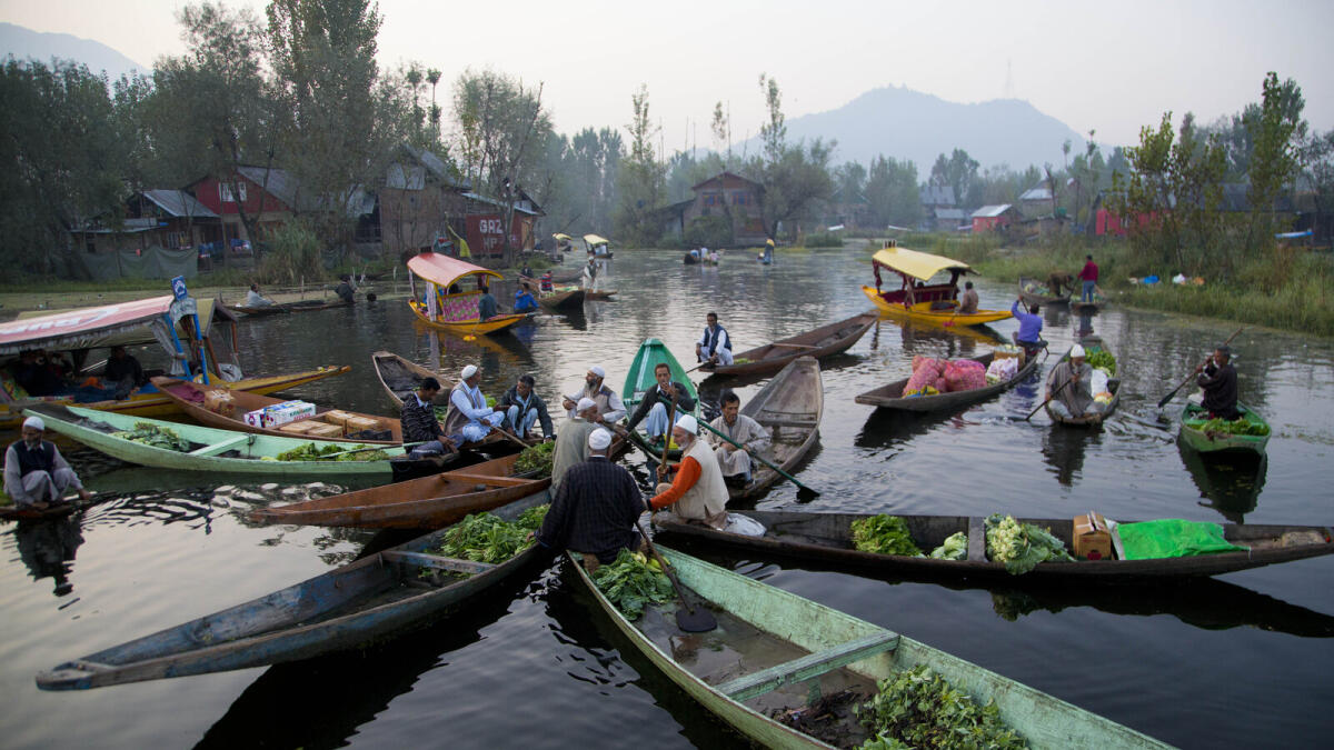 The floating market on Dal Lake in Srinagar. - AP file