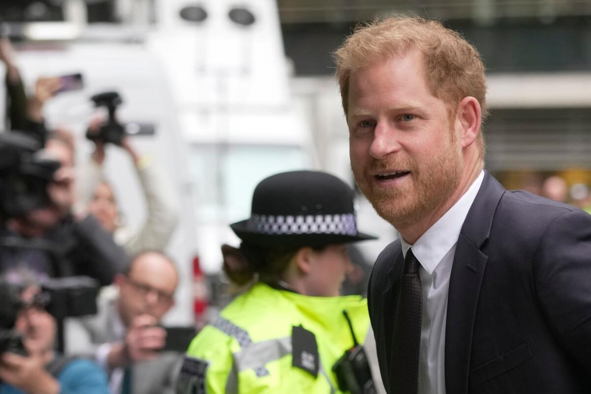 Prince Harry arrives at the High Court in London on Tuesday. Photo: AP