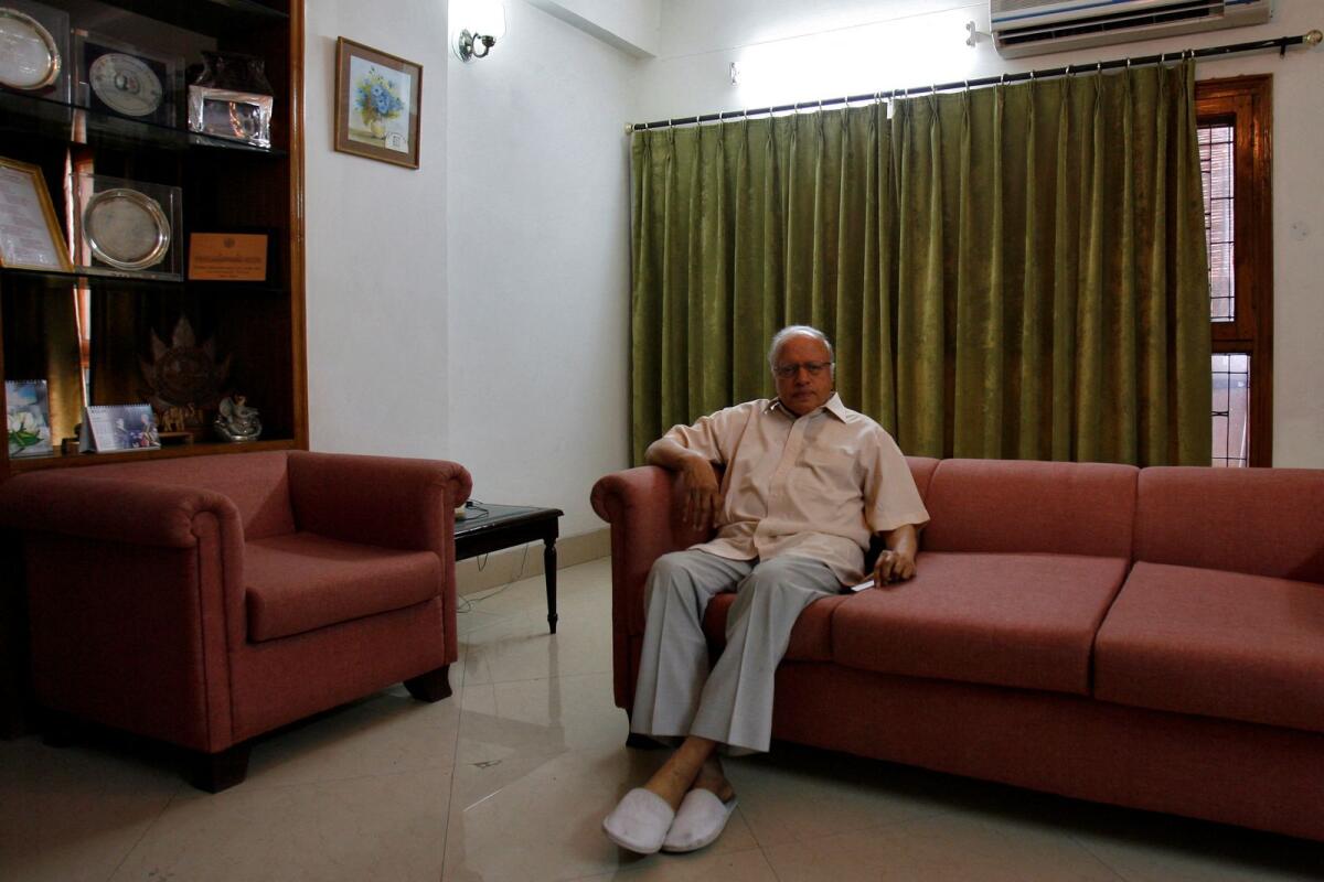 Monkombu Sambasivan Swaminathan poses at his government apartment in the heart of New Delhi on May 12, 2008. — reuters