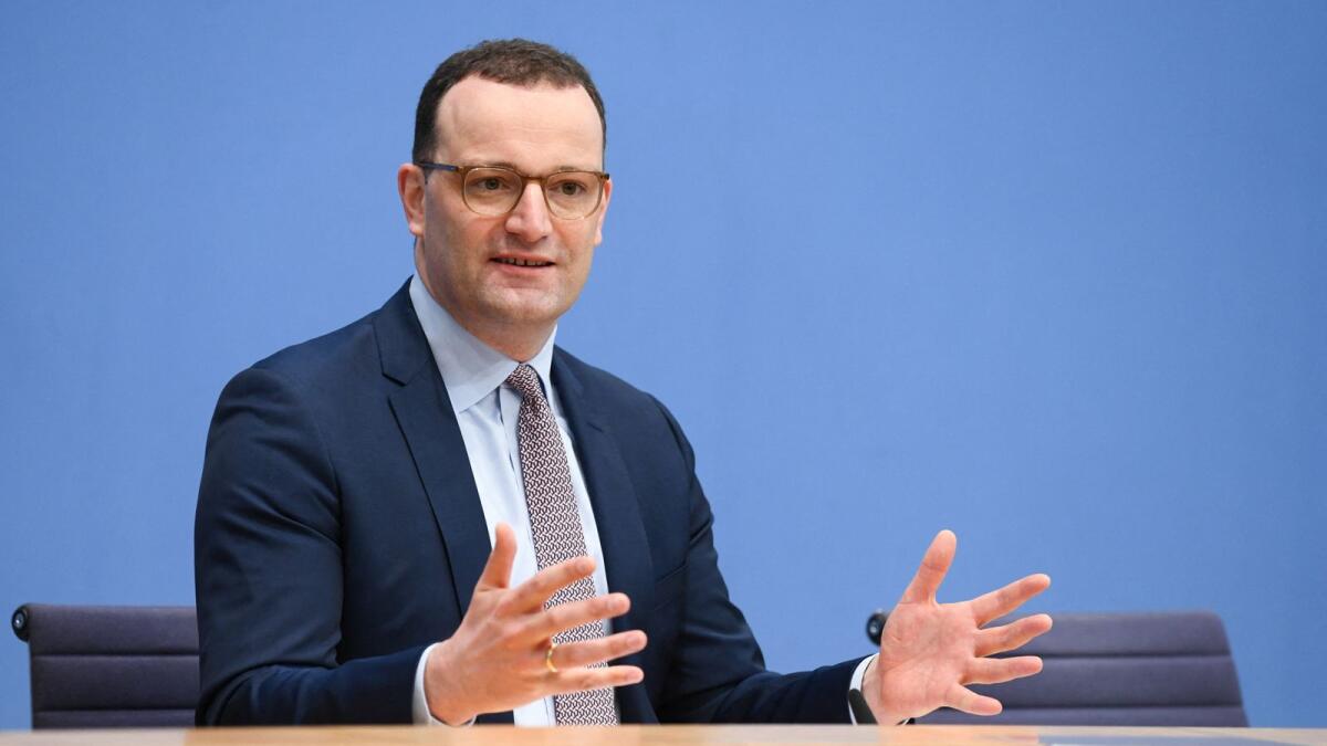 German Health Minister Jens Spahn gives a press conference on the situation of the pandemic in the country. Photo: AFP