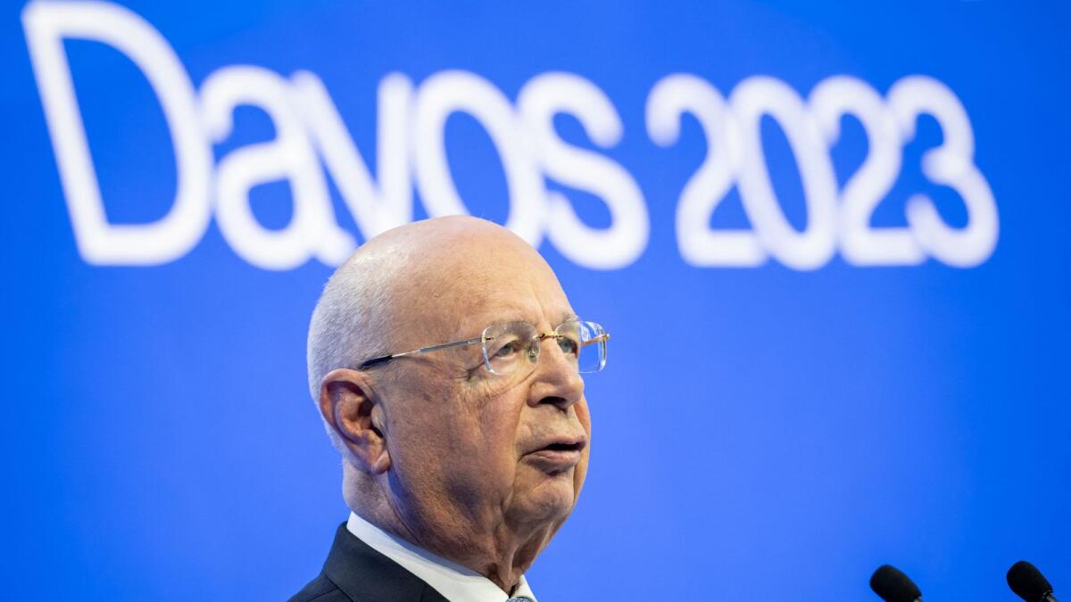World Economic Forum founder Klaus Schwab delivers a speech on during a session of the World Economic Forum (WEF) annual meeting in Davos on January 17, 2023.  — AFP