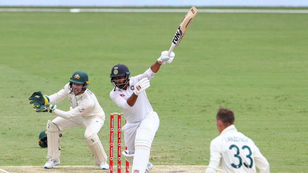 India's Shardul Thakur bats during day three of the fourth Test against Australia. — AP