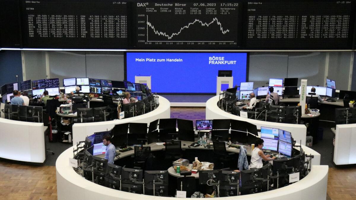 The German share price index DAX graph is pictured at the stock exchange in Frankfurt on Wednesday. — Reuters