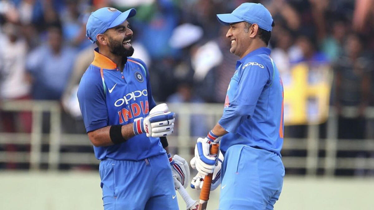 Kohli, 31, replaced Dhoni (right) as Test captain in 2014-15 and took over the limited-overs reins in early 2017. -- Twitter