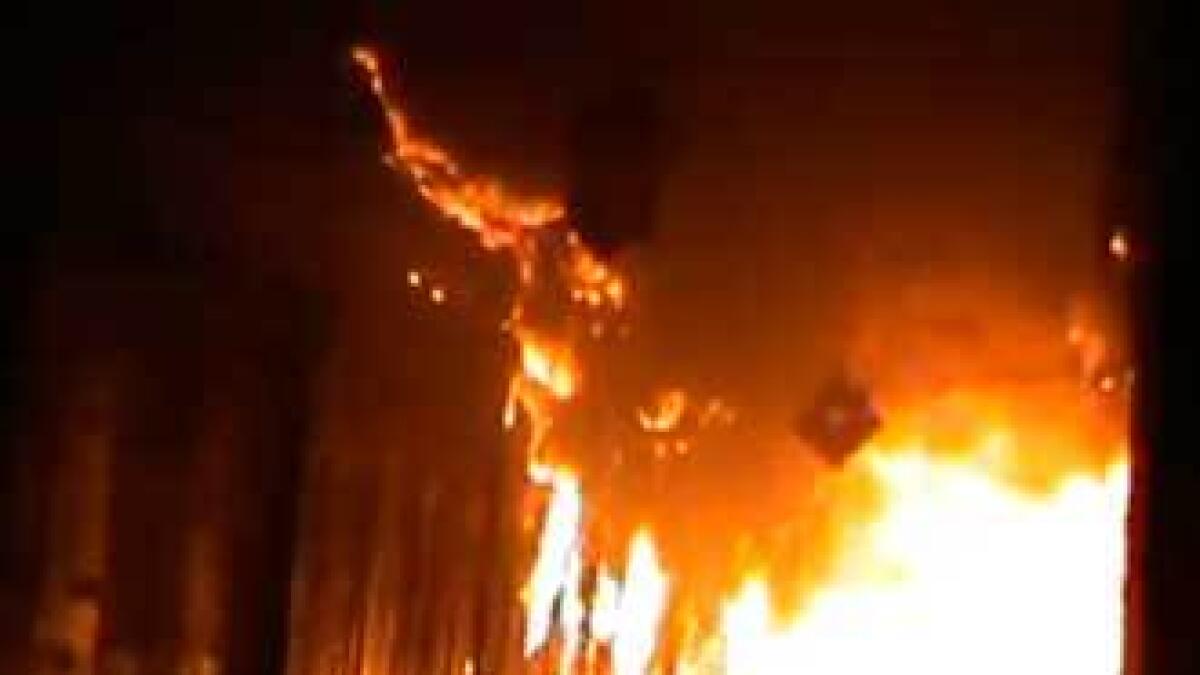 Ancient souk burns in Aleppo