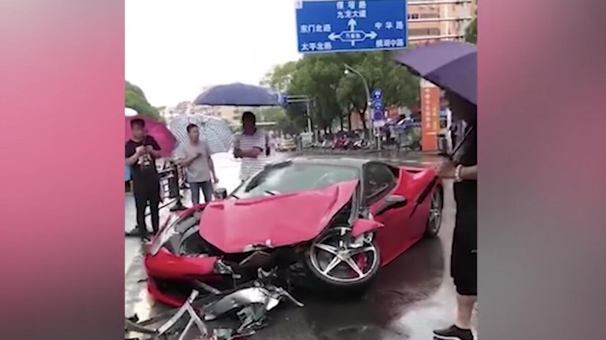 Video: Driver crashes Dh2million Ferrari minutes after hiring it 