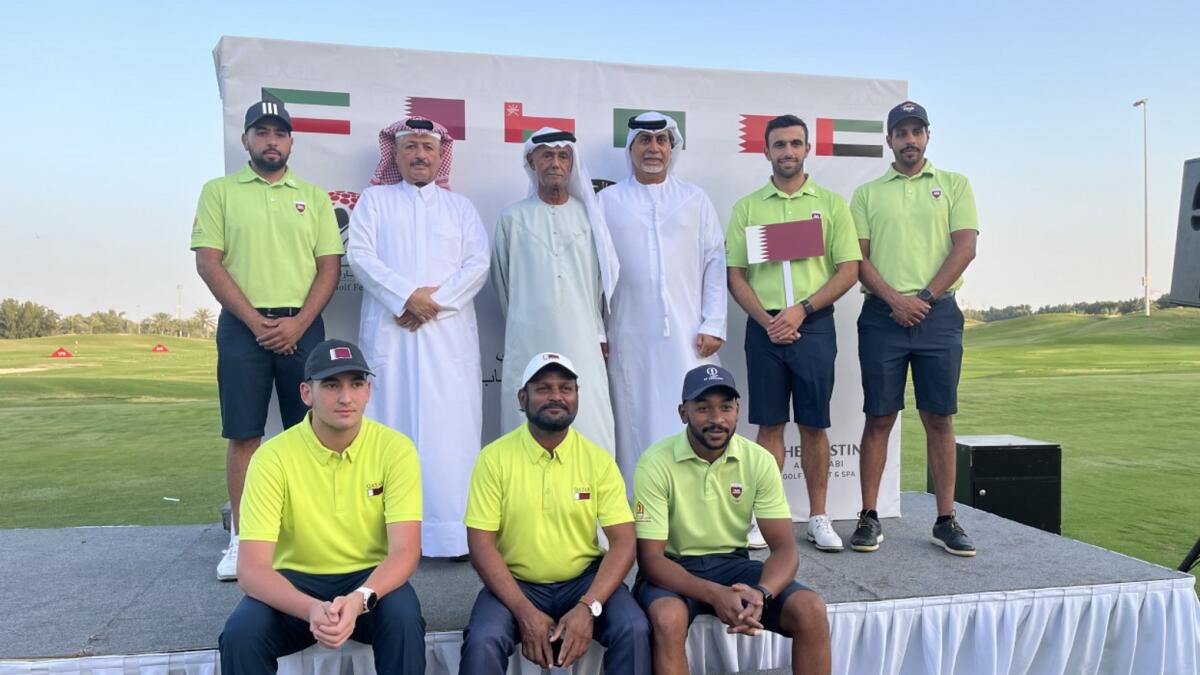 Team Qatar with its delegation alongside chairman of the EGF Sheikh Fahim Al Qasimi and vice chairman of the EGF General Abdullah Alhashmi. — Supplied photo