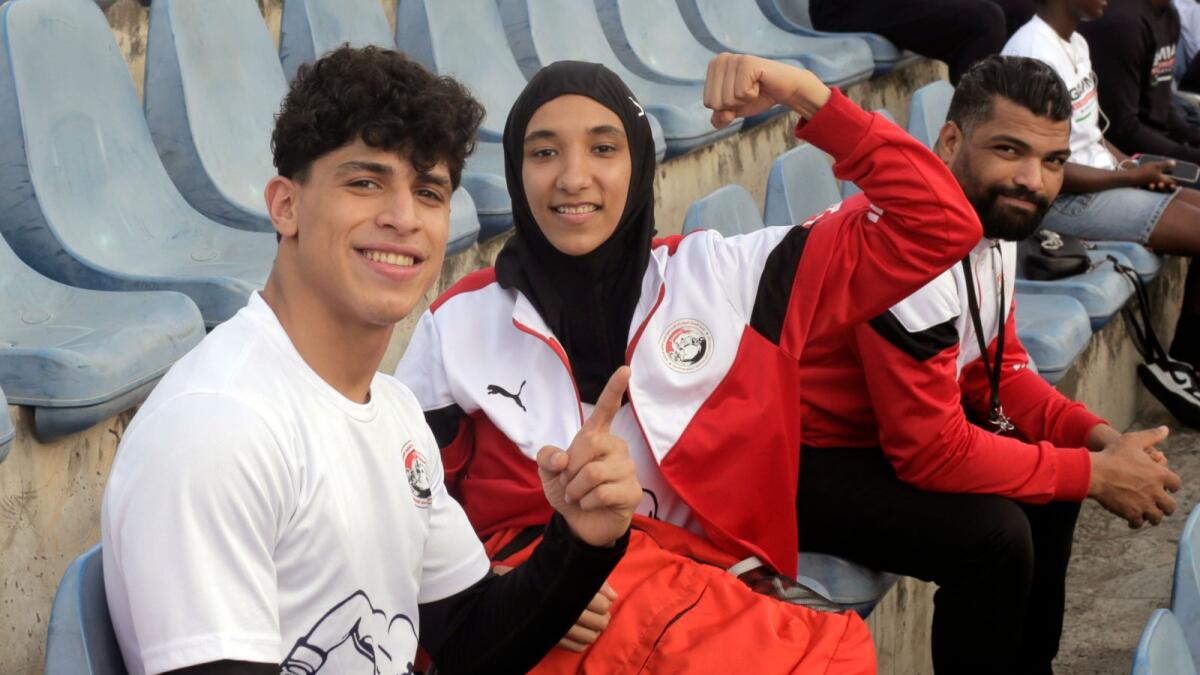 Abodeff with teammates Mohamed Elsayed (left) and Mohamd Ashaat