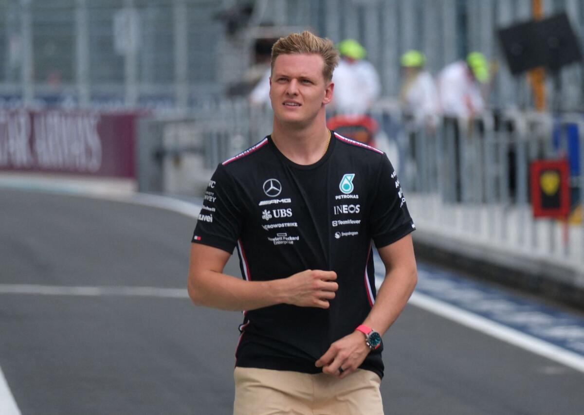 Mercedes' reserve driver Mick Schumacher is seen in the paddock. - Reuters